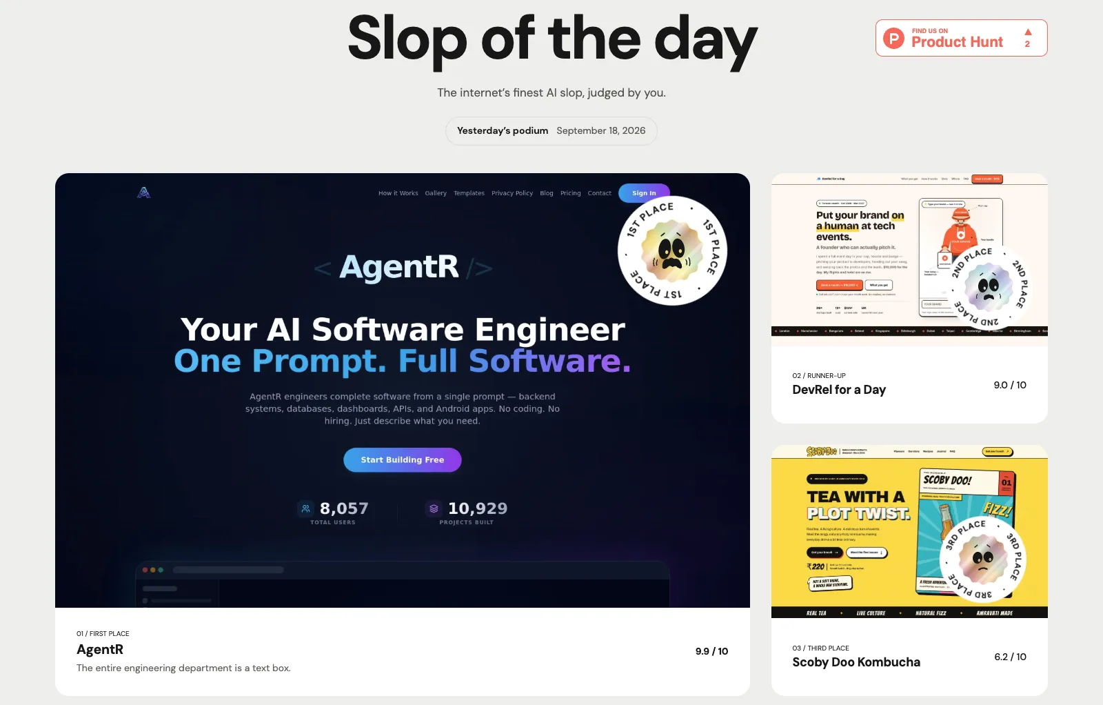 Slop Awwwards website preview