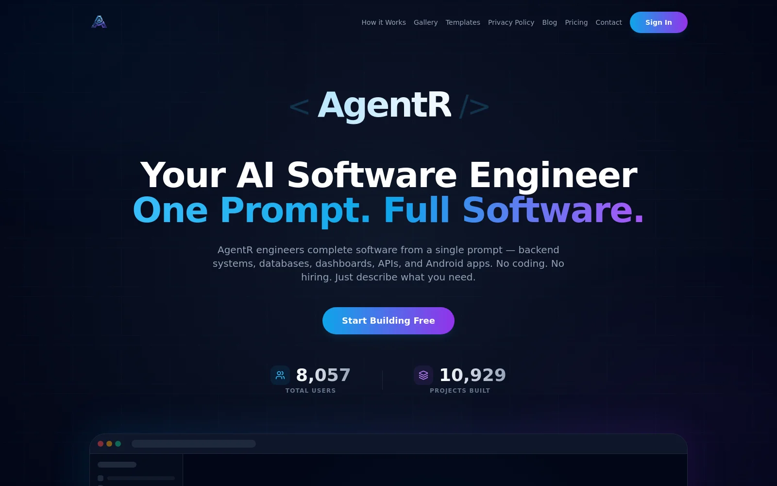 AgentR website preview