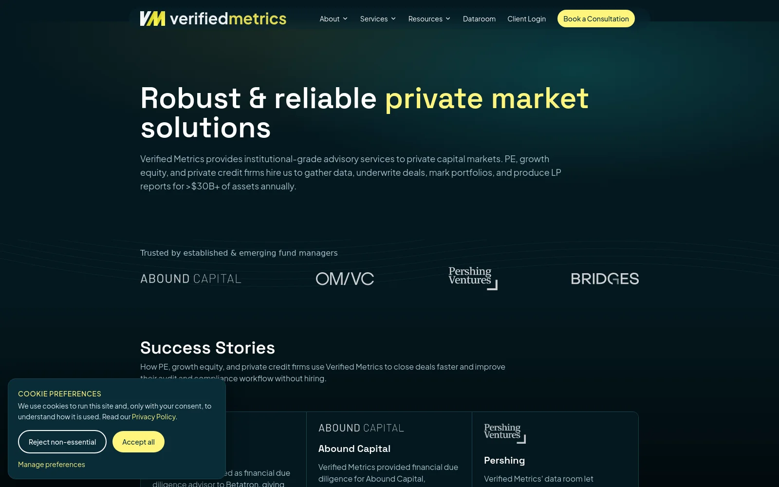 Verified Metrics website preview