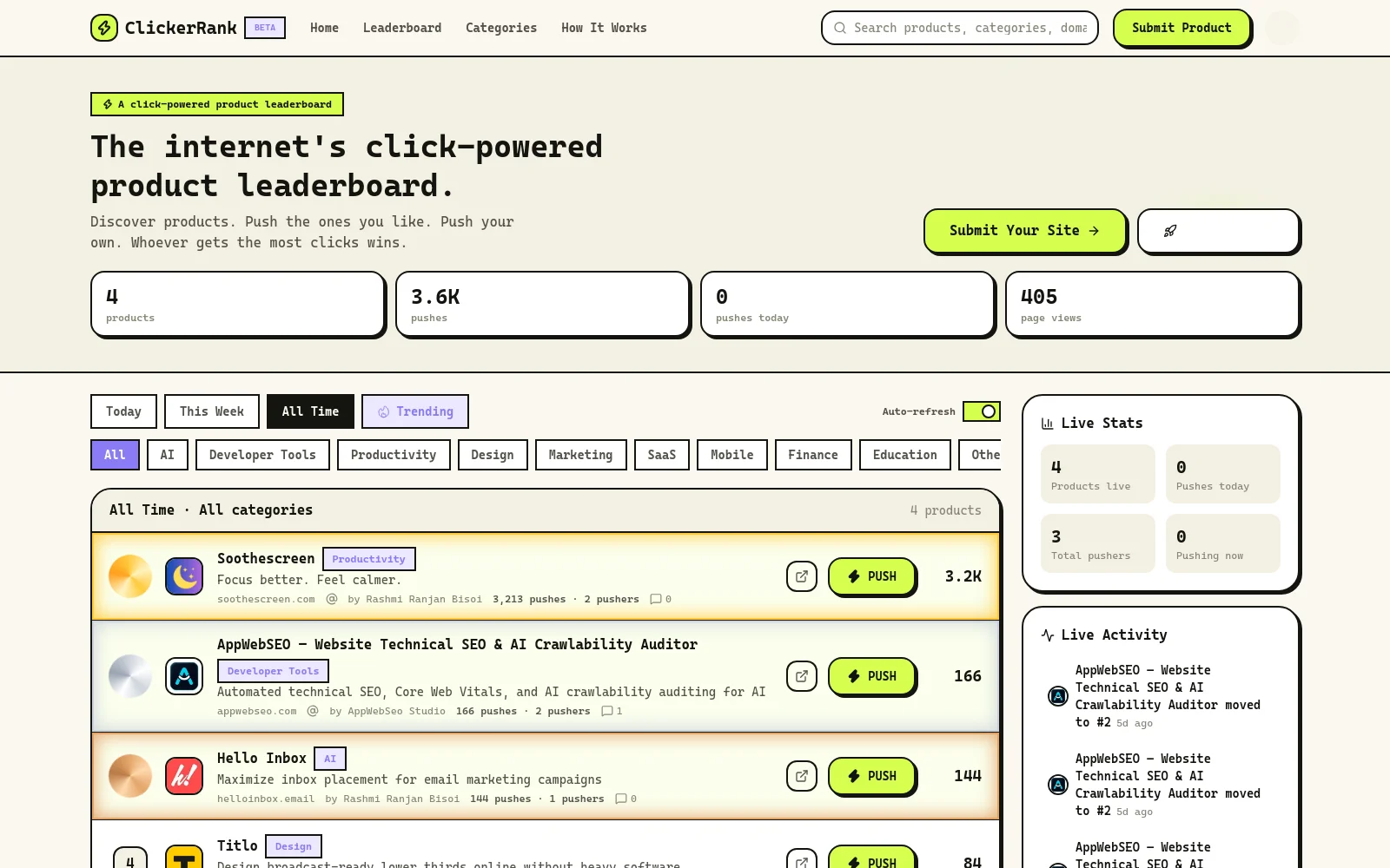 ClickerRank website preview
