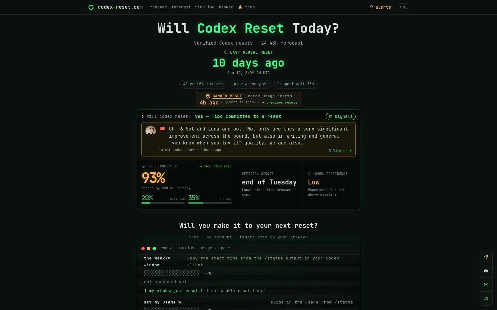 Codex Reset website preview