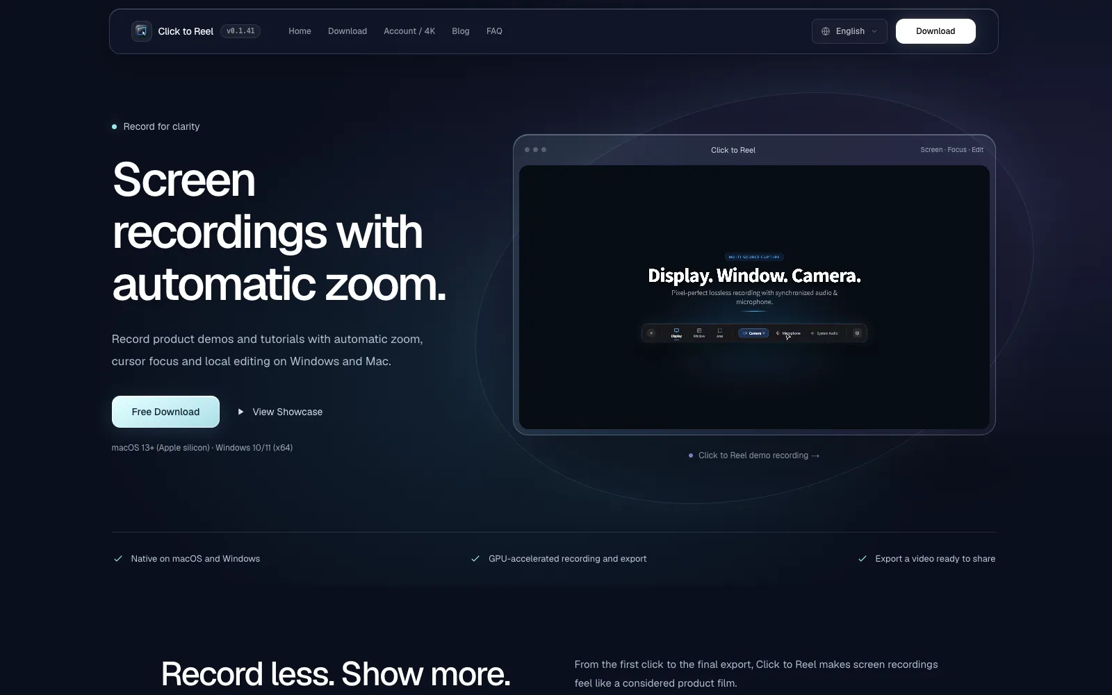Click to Reel website preview