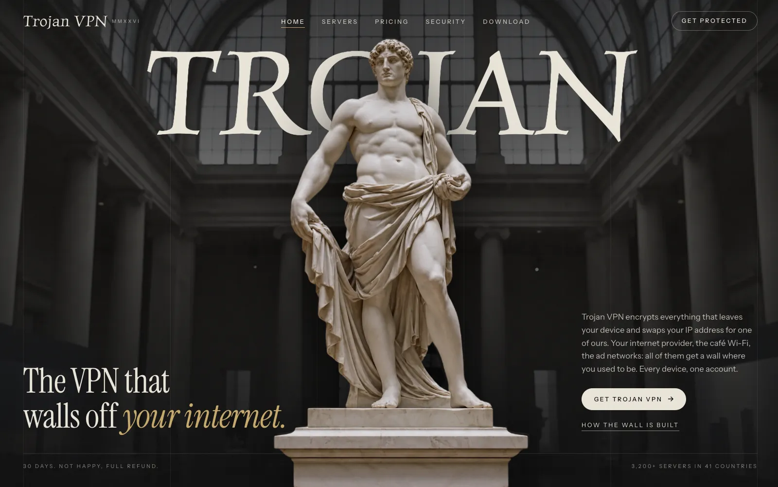 Trojan VPN website preview