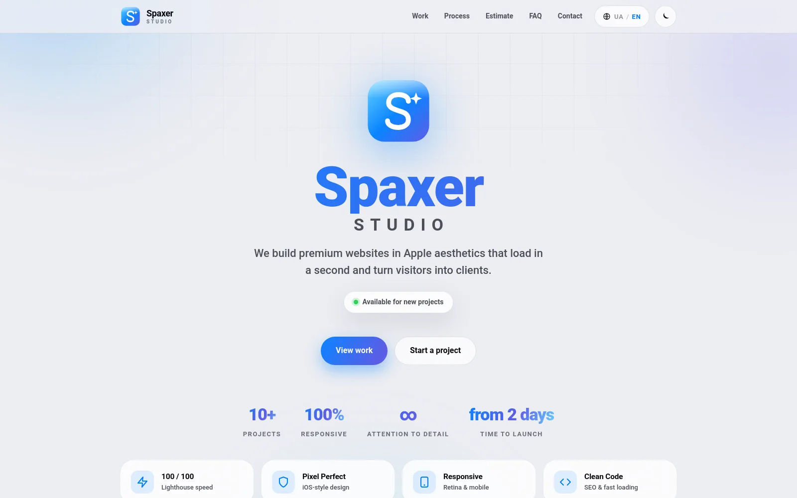 Spaxer Studio website preview