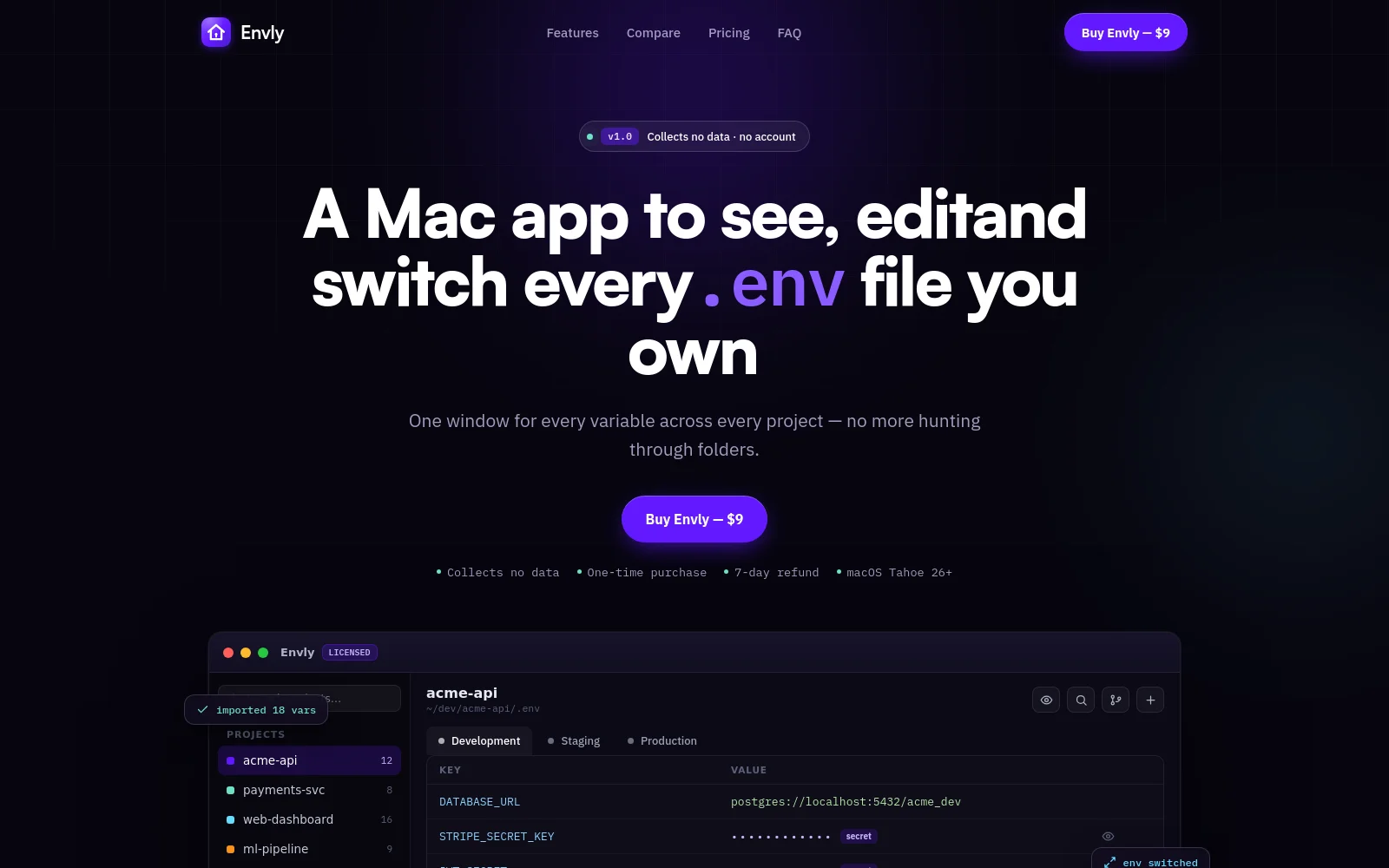 Envly website preview