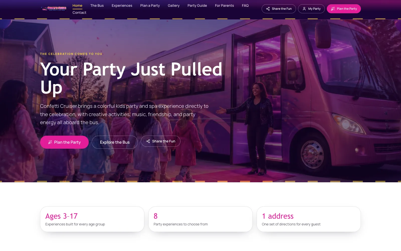 Confetti Cruiser website preview